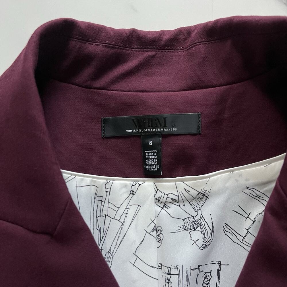 WHBM Studio Blazer Burgundy Size 8 Preppy Chic Double Breasted Jacket - Picture 3 of 12